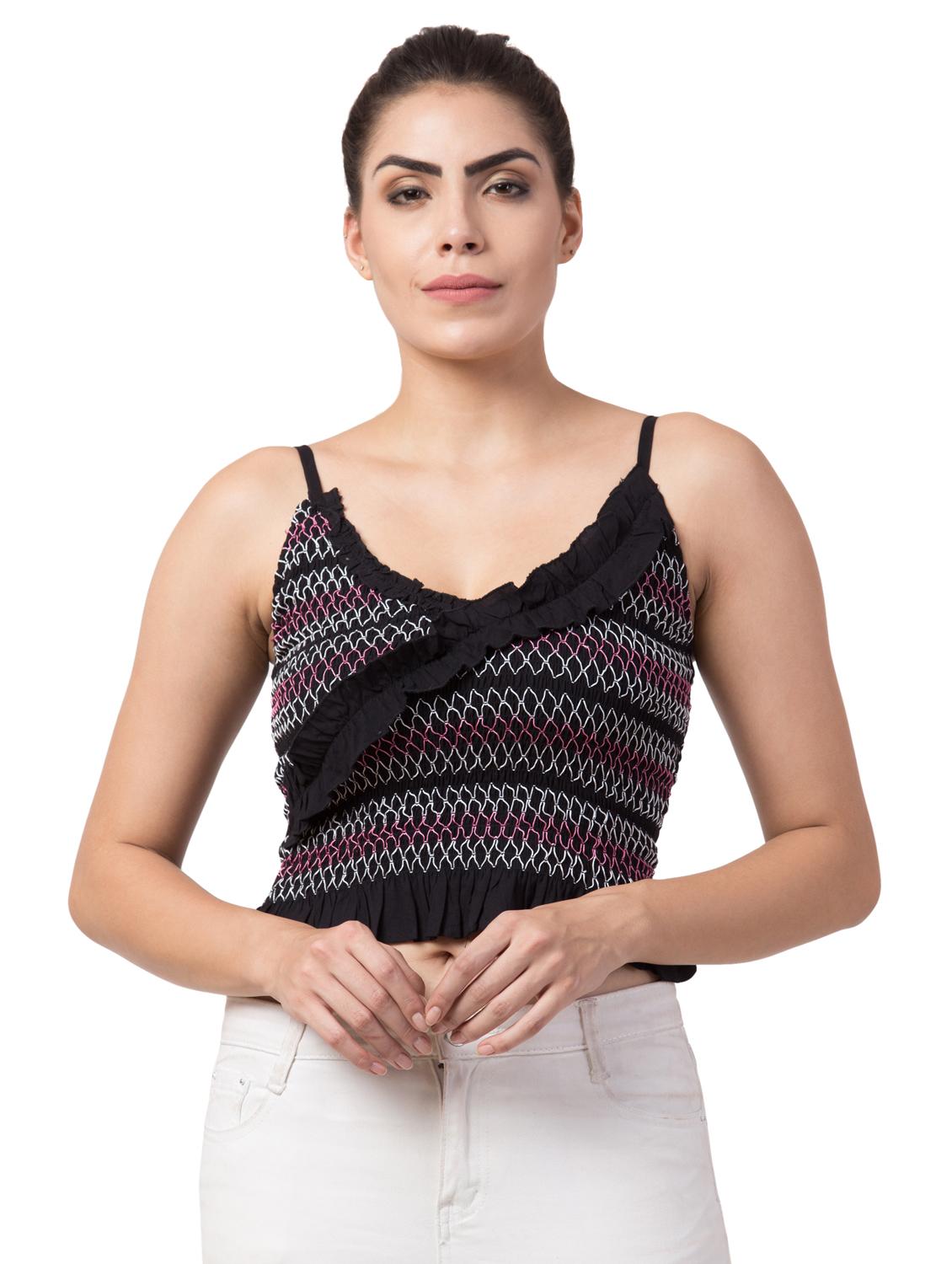 cami neck smocked crop top - 17835393 -  Zoom Image - 0