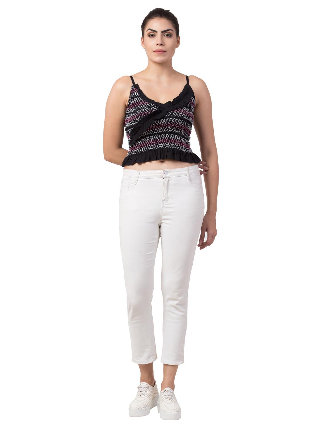 cami neck smocked crop top - 17835393 - Standard Image - 3