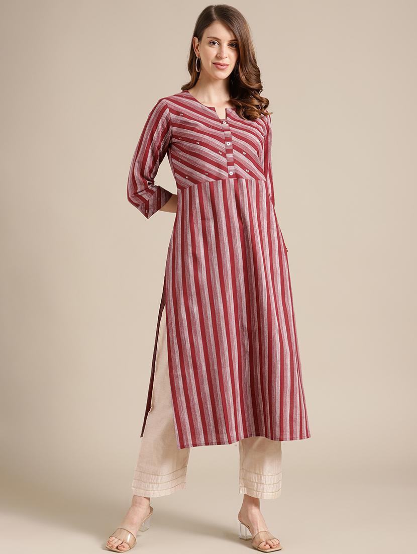 striped straight kurta - 17835619 - Zoom Image - 0