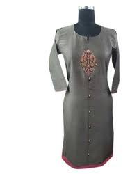 multi colored linen kurti - 17836093 - Zoom Image - 0