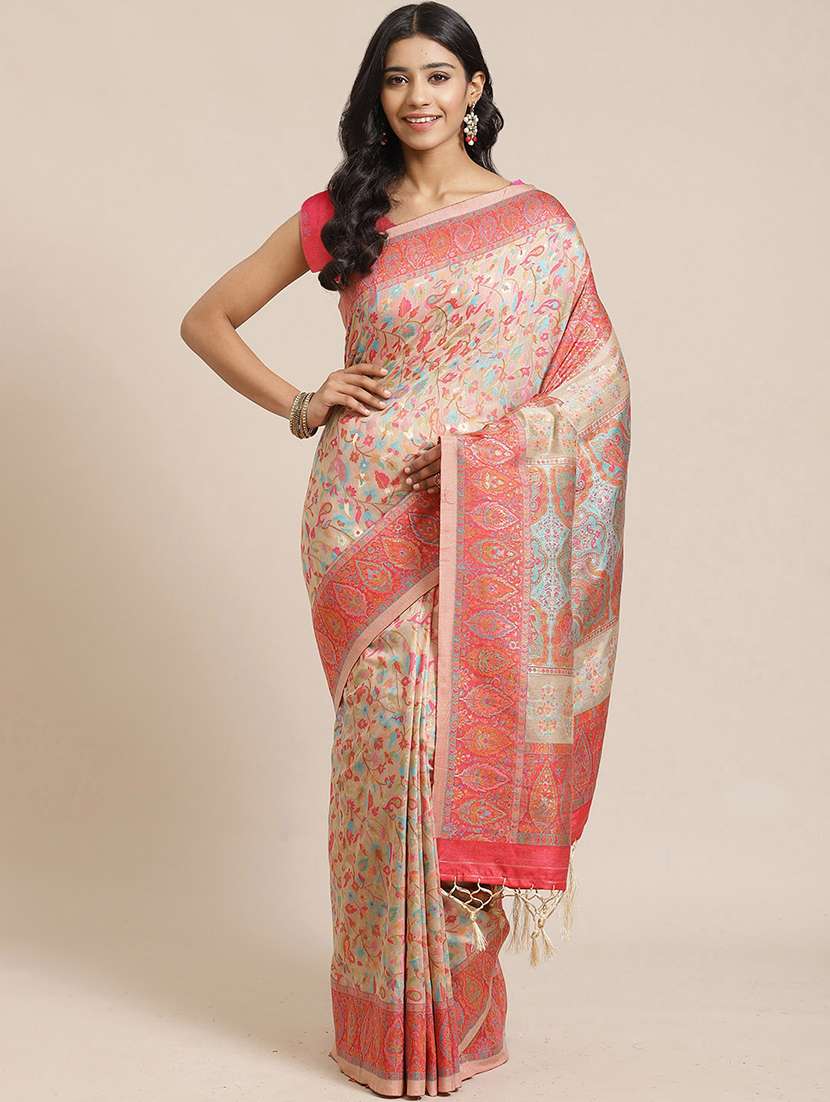 beige liva saree with blouse