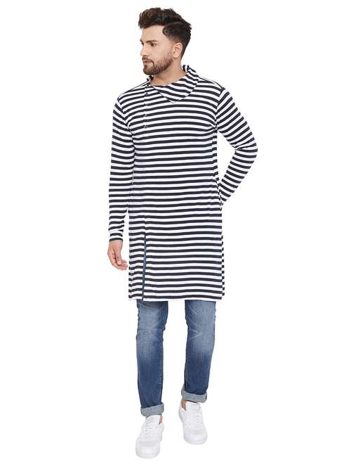 white striped kurta - 17836940 - Standard Image - 0