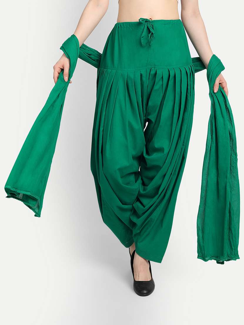 green cotton patiyala salwars