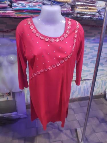 red cotton kurti - 17837372 - Standard Image - 0
