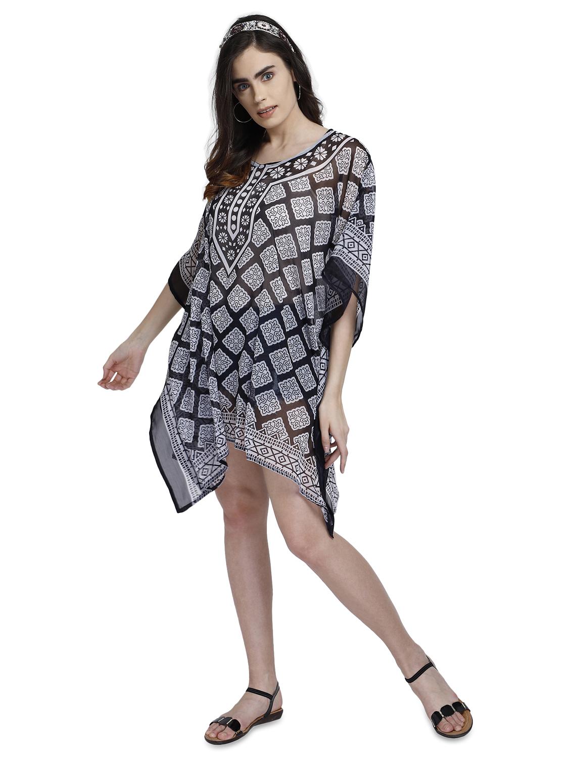 v-neck printed kaftan dress - 17837771 - Standard Image - 3