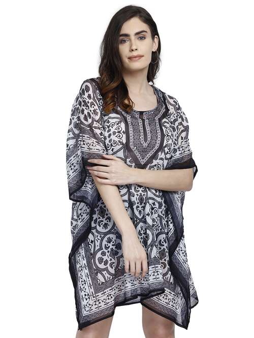 round neck printed kaftan dress - 17837772 - Standard Image - 0