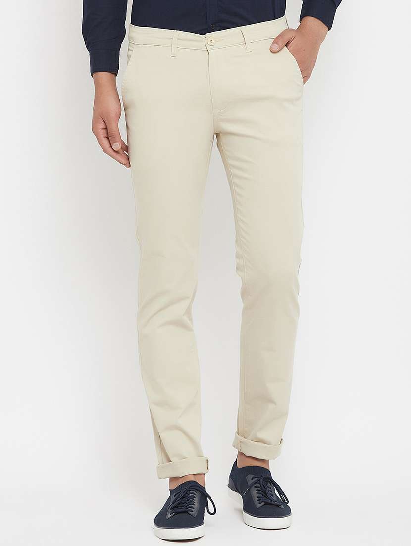 beige solid chinos - 17837937 - Zoom Image - 0