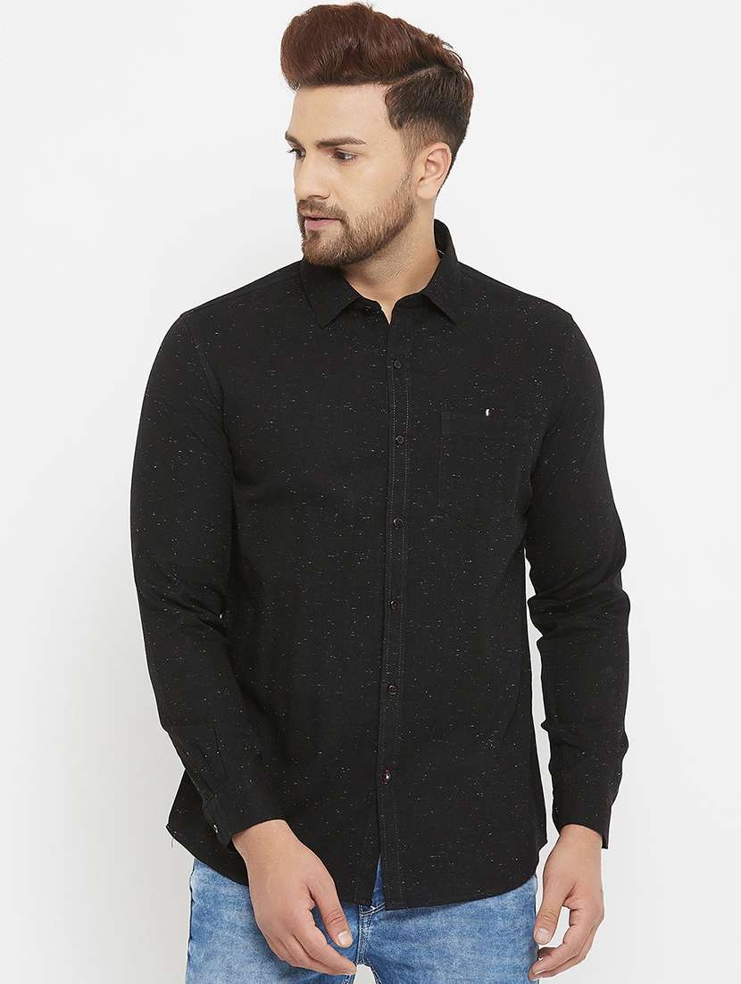 black self design casual shirt - 17837949 -  Zoom Image - 0