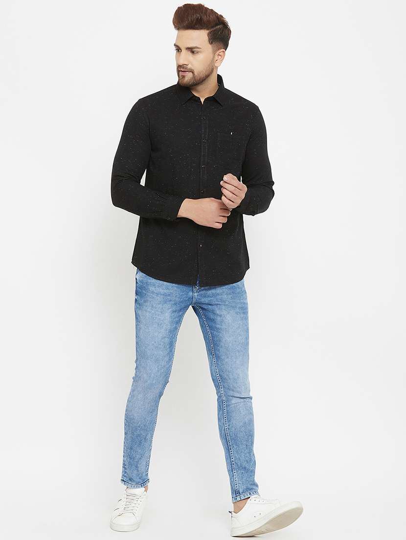 black self design casual shirt - 17837949 - Standard Image - 3
