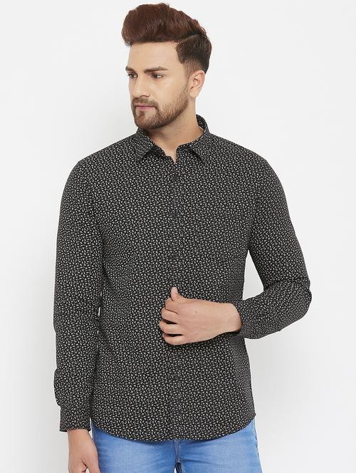 mens micro print casual shirt - 17837952 - Standard Image - 0