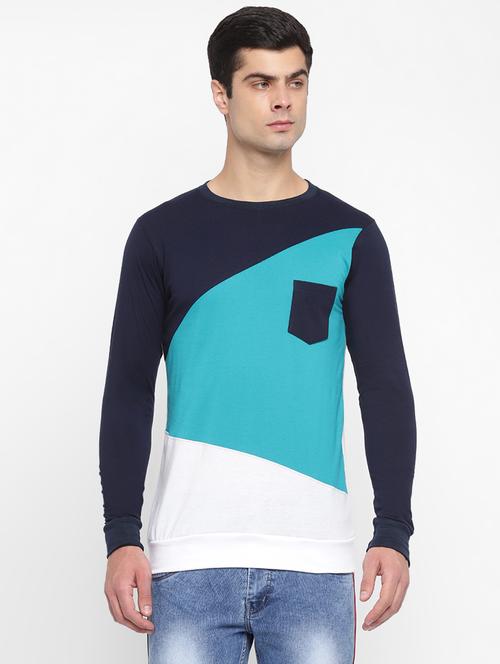 multi color block cut & sew pocket t-shirt - 17839094 -  Standard Image - 0