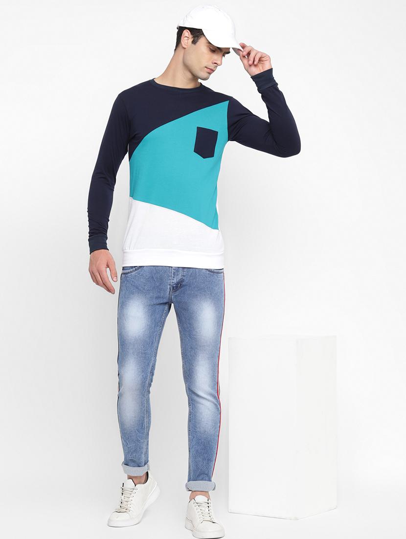 multi color block cut & sew pocket t-shirt - 17839094 - Standard Image - 3
