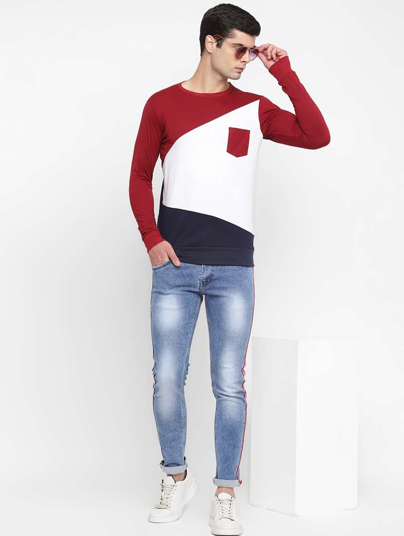 multi color block cut & sew pocket t-shirt - 17839095 - Standard Image - 3