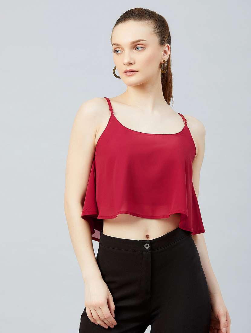 women's crop shoulder strap top