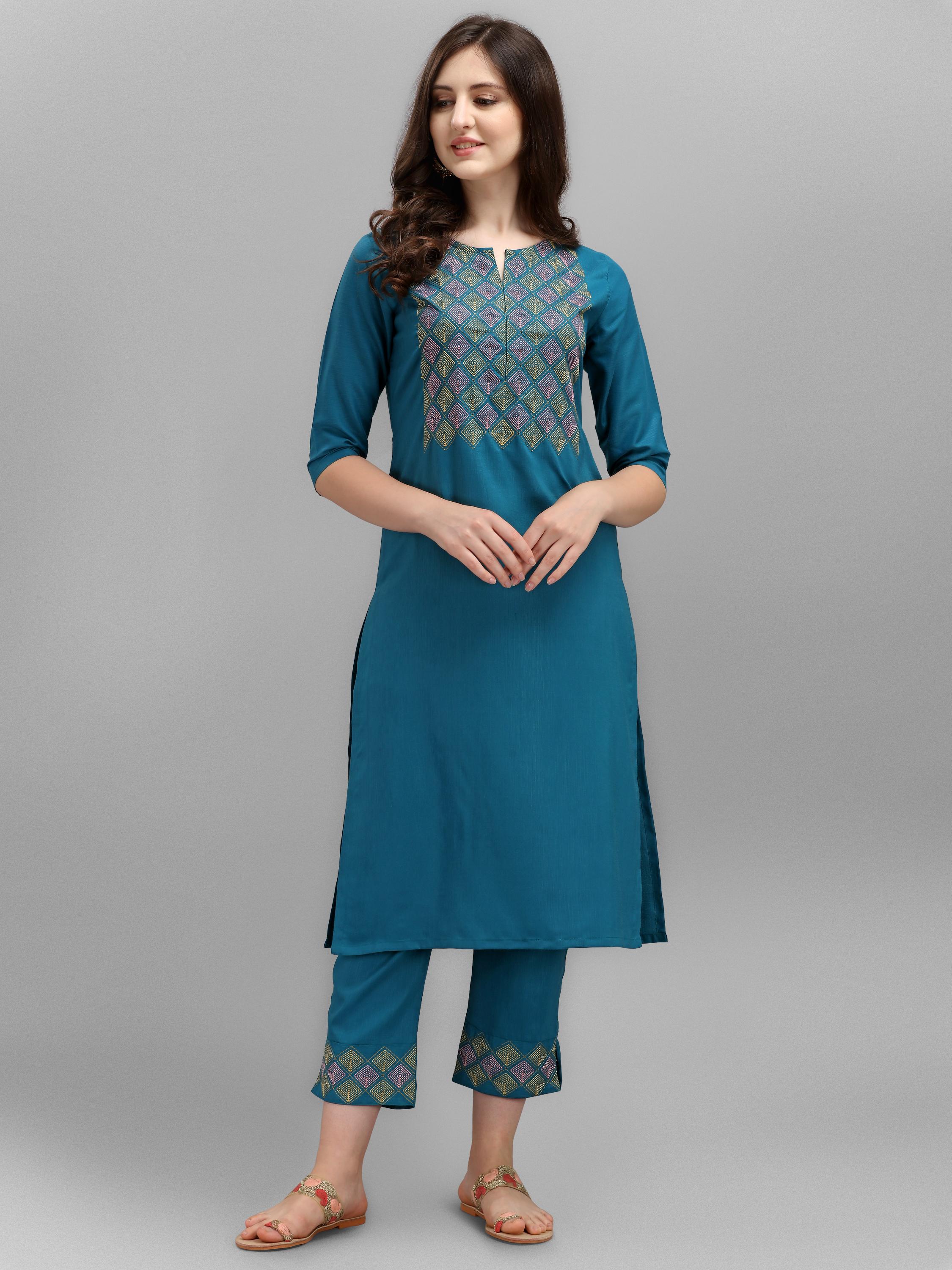 embroidered kurti with pants care instructions  - 17839243 -  Zoom Image - 0