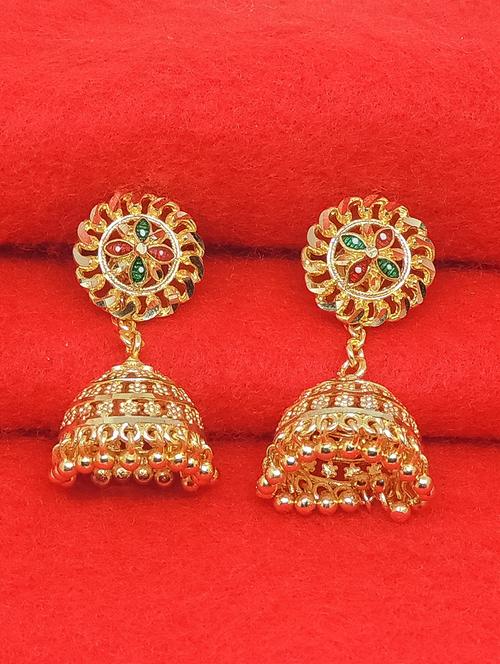gold brass jhumka earring - 17839339 -  Standard Image - 0