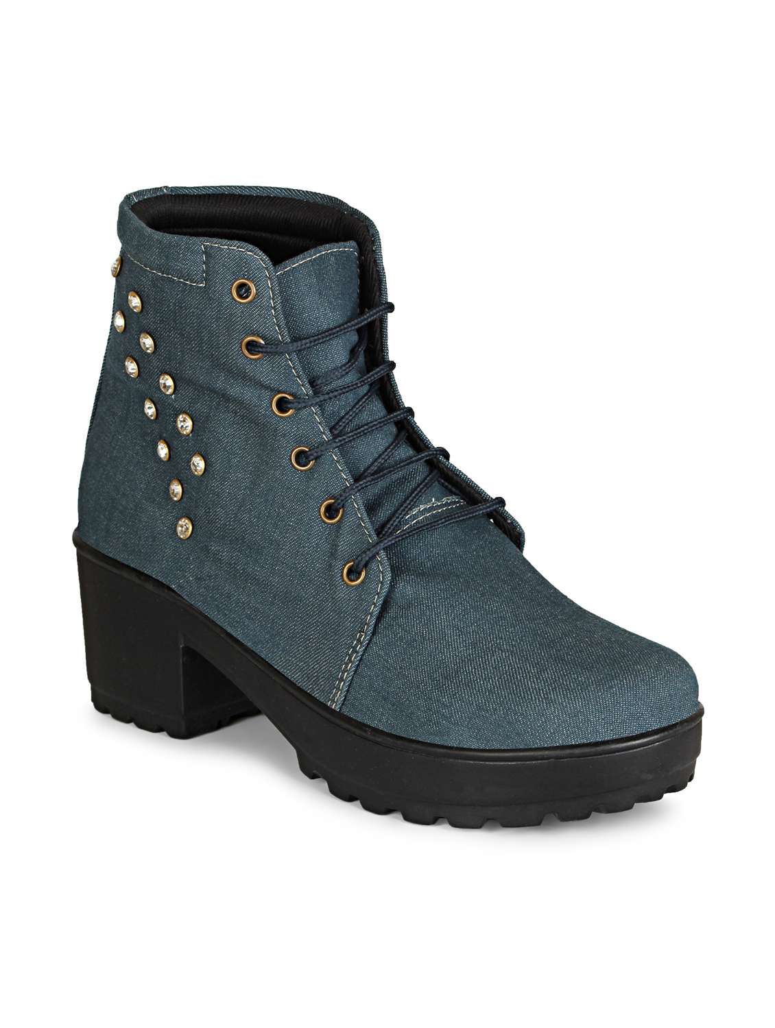 blue lace up  boot