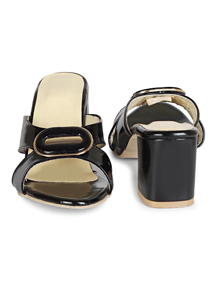black sheet slip on sandals - 17839475 - Standard Image - 3