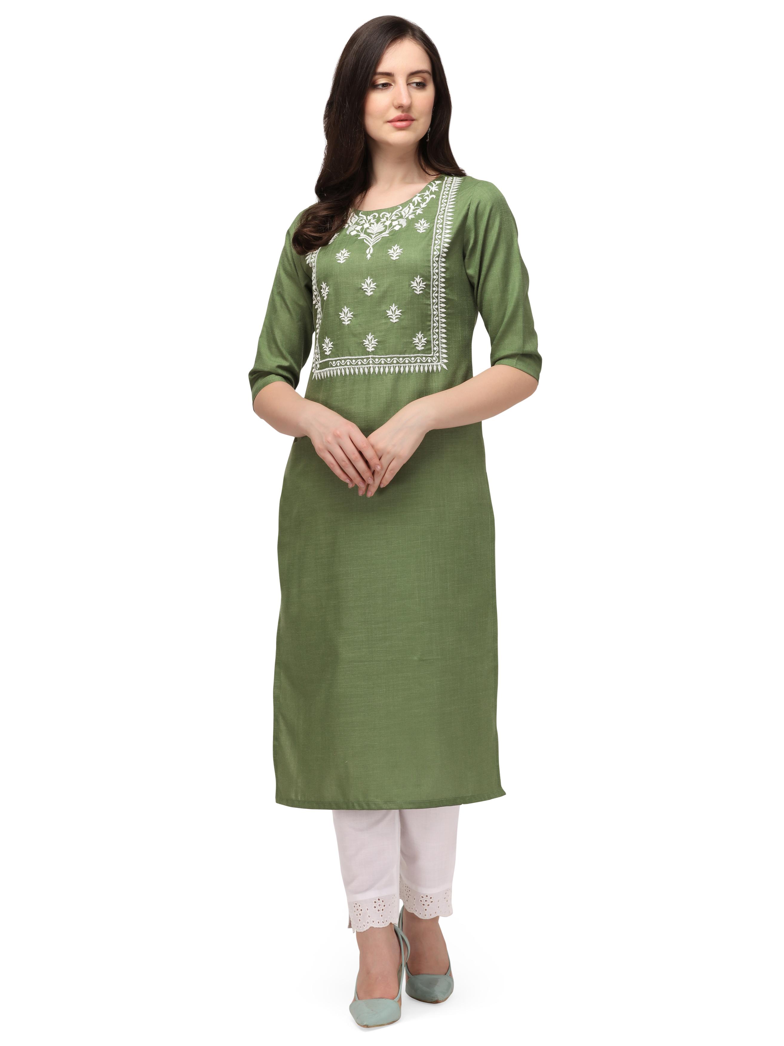 women's embroidered kurta with pants care  - 17840825 -  Zoom Image - 0