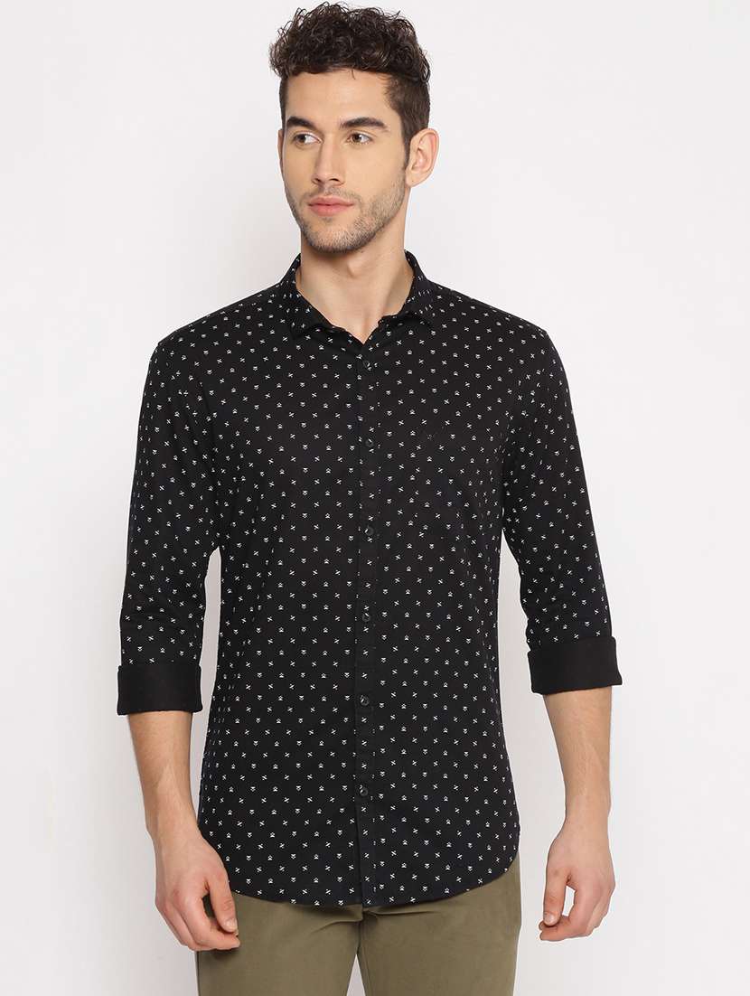 mens micro print casual shirt