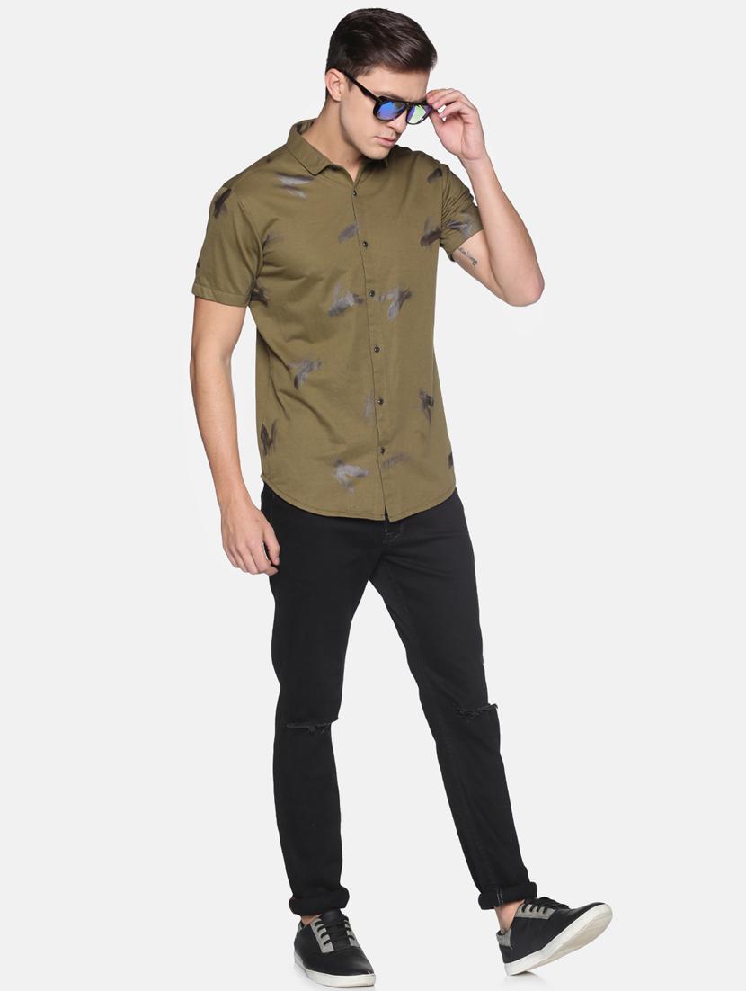 mens foil print casual shirt - 17843235 - Standard Image - 3