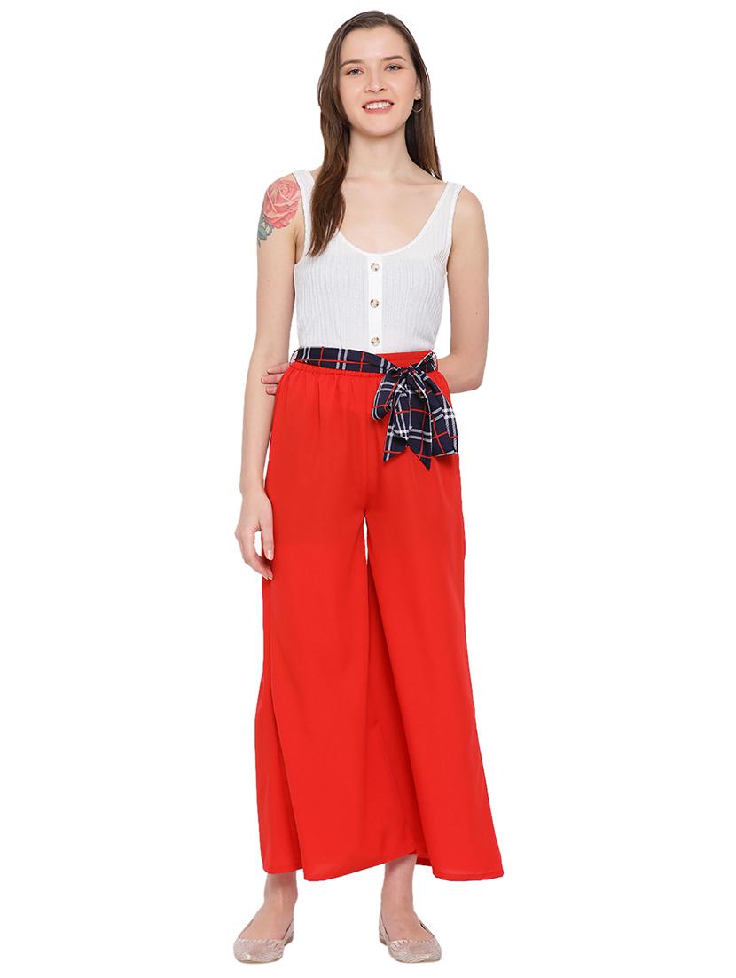 women solid flat front wide leg trouser - 17843592 - Standard Image - 3