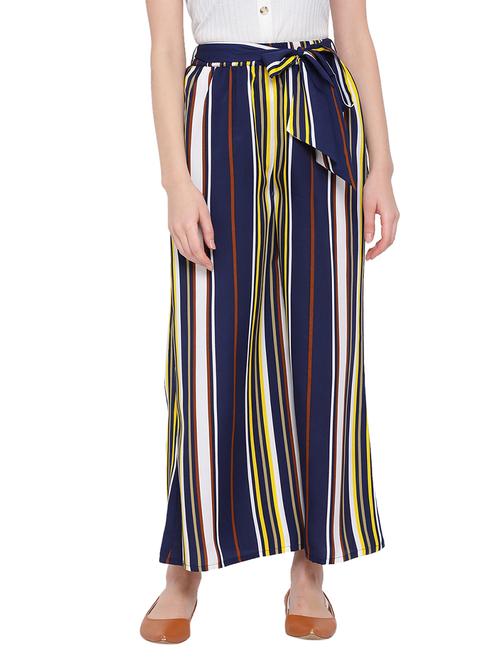 striped flat front wide leg trouser - 17843593 -  Standard Image - 0
