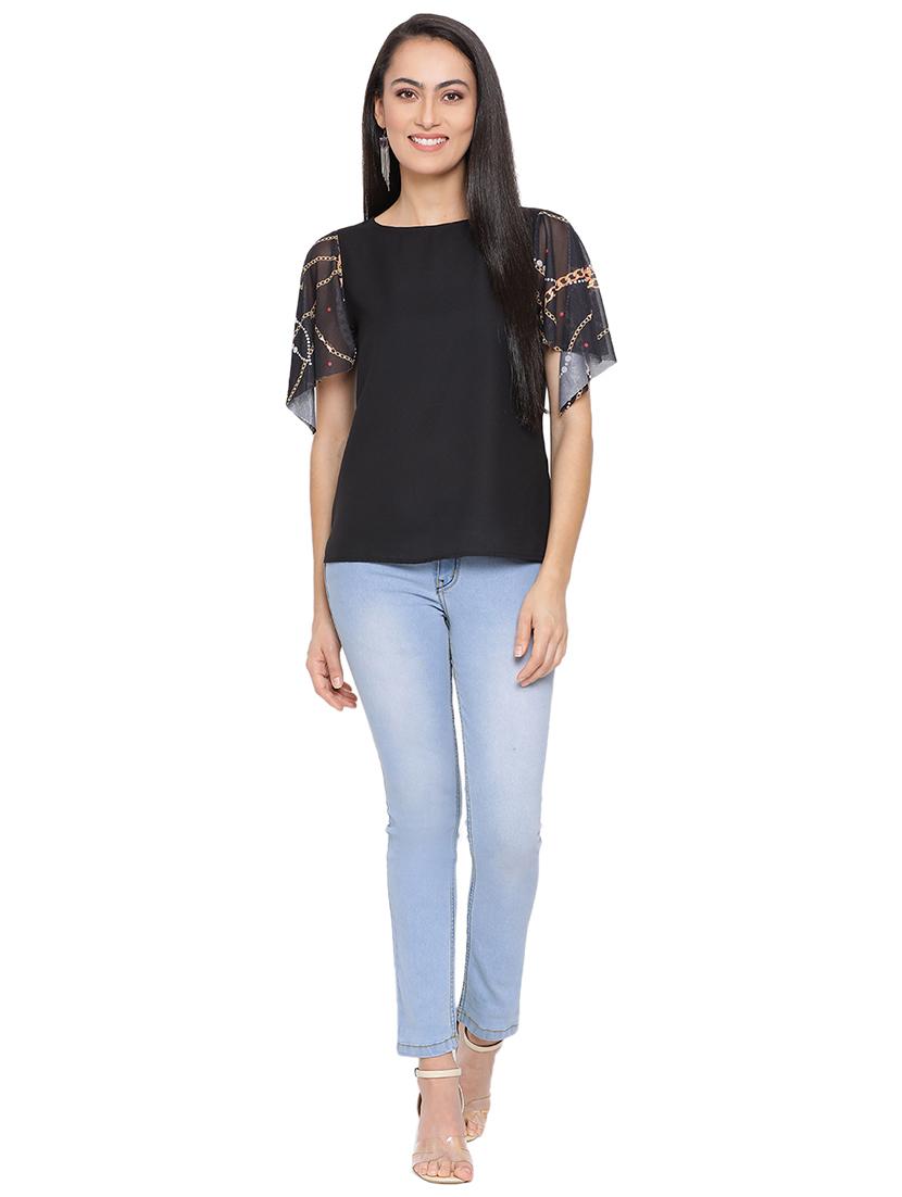 bell sleeved round neck top - 17843633 - Standard Image - 3