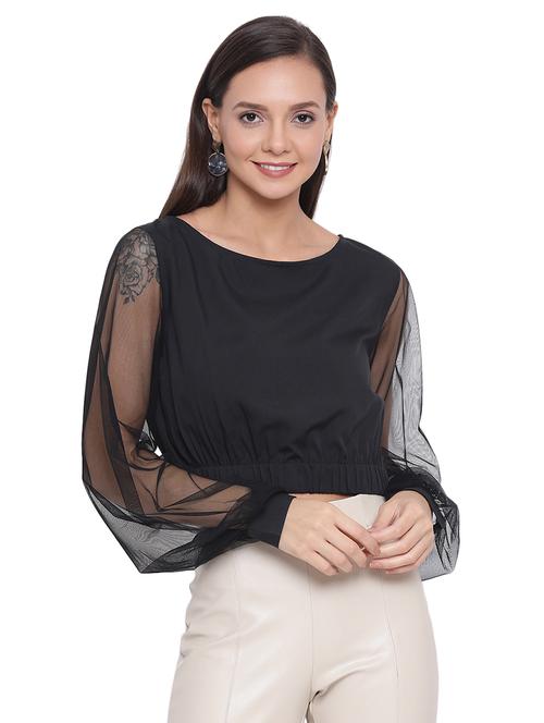 bishop sleeved crop top - 17843634 - Standard Image - 0