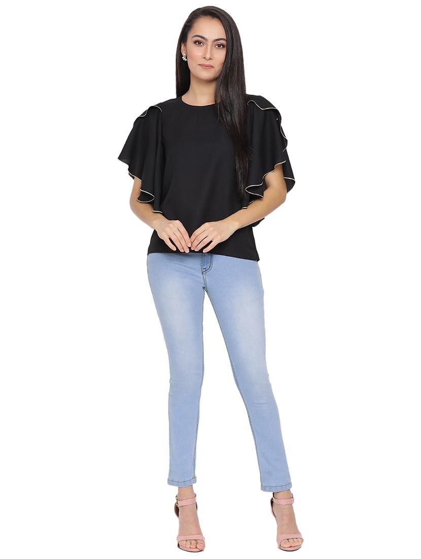 women's straight round neck top - 17843635 - Standard Image - 3