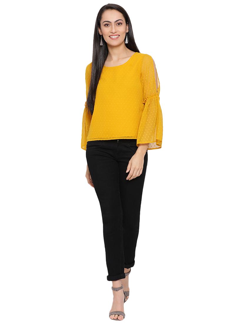 bell sleeved dobby top - 17843644 - Standard Image - 3