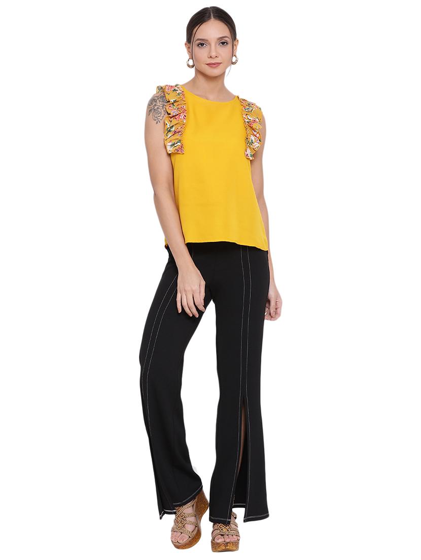 frill detail round neck top - 17843646 - Standard Image - 3