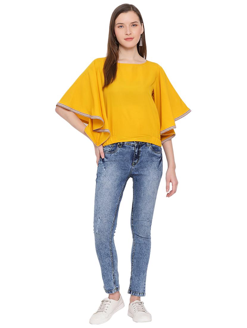 bell sleeved solid top - 17843648 - Standard Image - 3
