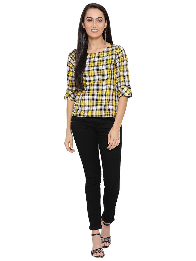 tie back checkered top - 17843650 - Standard Image - 3