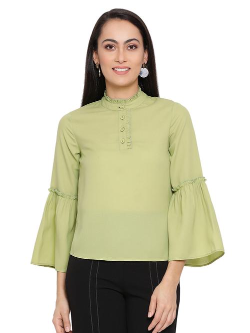 bell sleeved solid top - 17843651 - Standard Image - 0