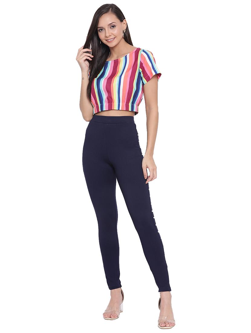 women's crop round neck top - 17843657 - Standard Image - 3
