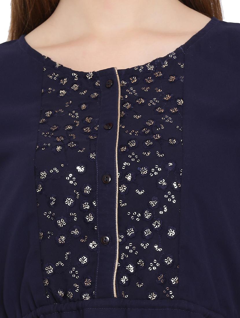embellished detail round neck tunic - 17843658 - Standard Image - 3