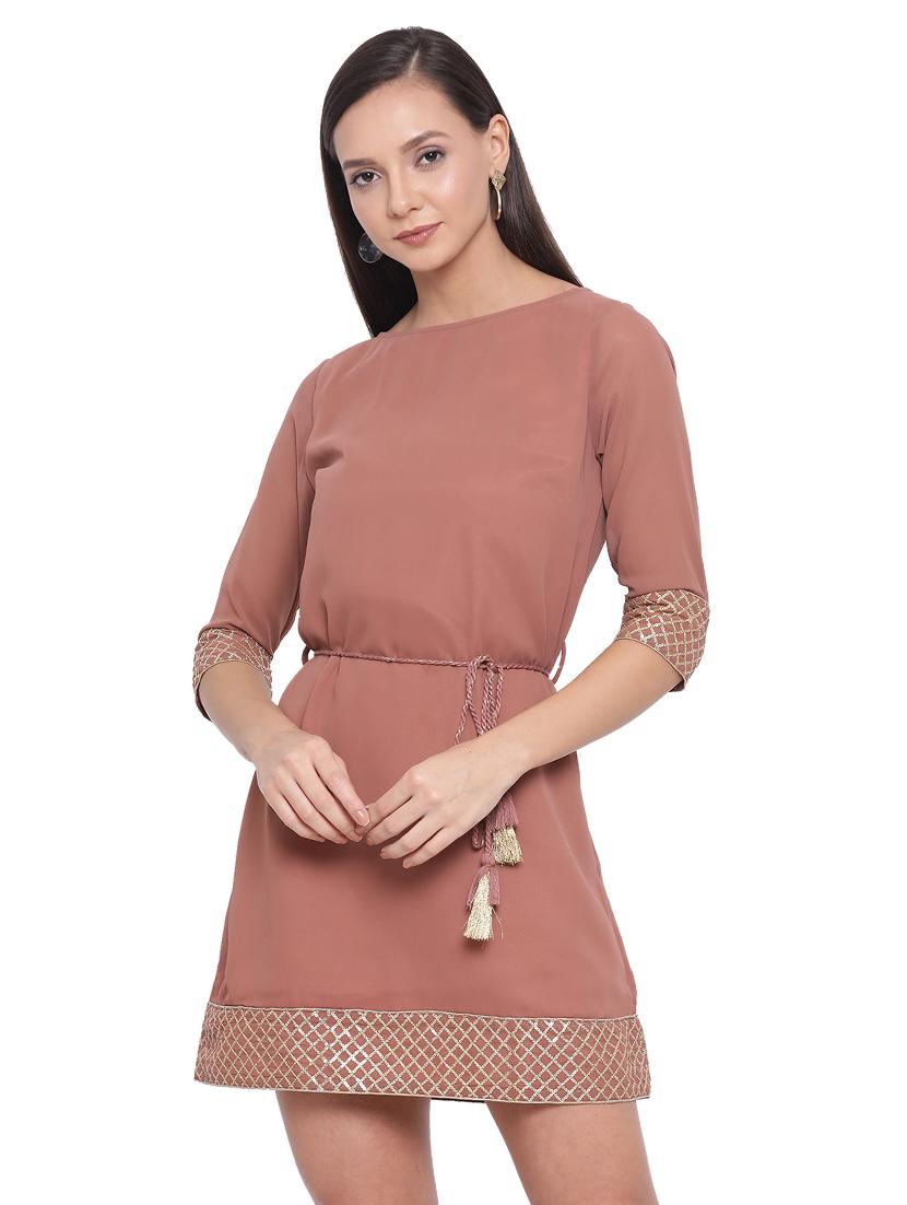 tie front embellished detail a-line dress - 17843660 - Zoom Image - 0