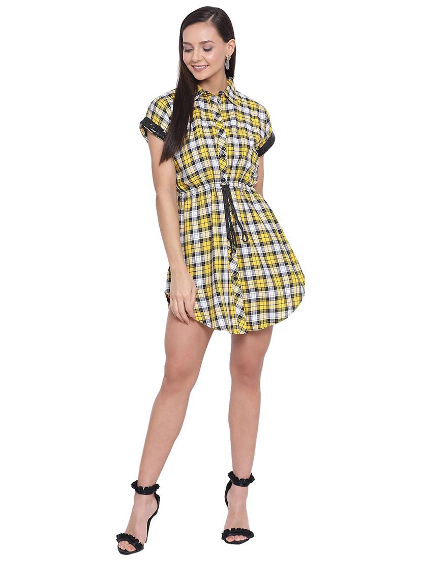 tie front checkered shirt dress - 17843662 - Standard Image - 3