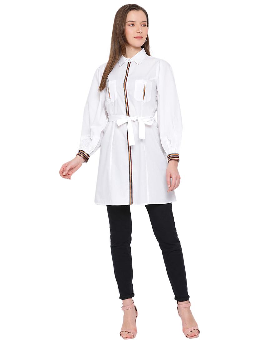 tie front contrast taped top - 17843667 - Standard Image - 3