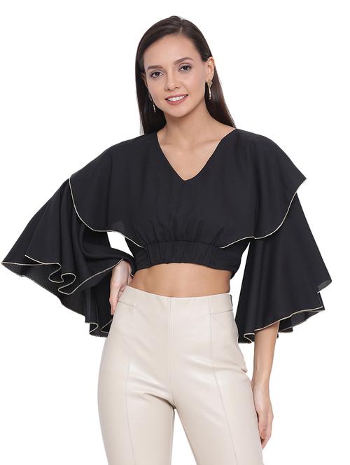 bell sleeved crop top - 17843671 - Standard Image - 0
