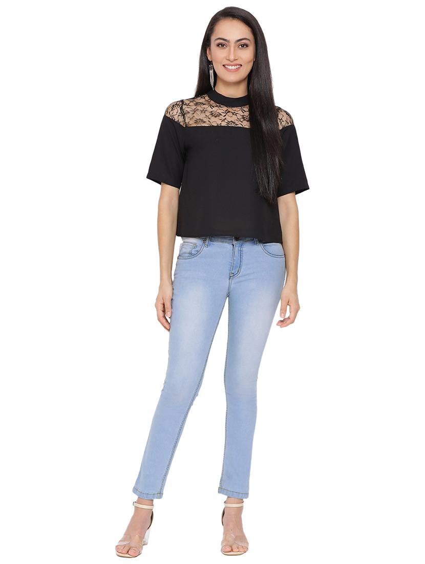 mock neck mesh panel top - 17843674 - Standard Image - 3