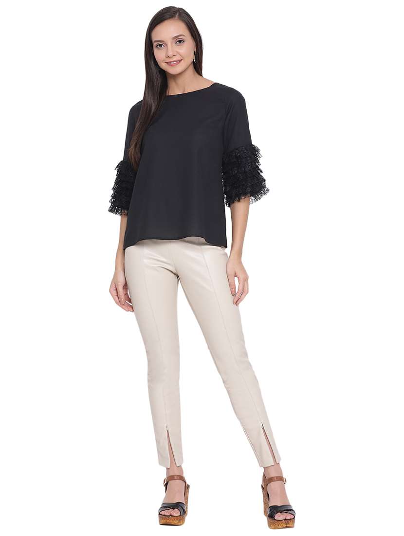 women's straight round neck top - 17843675 - Standard Image - 3