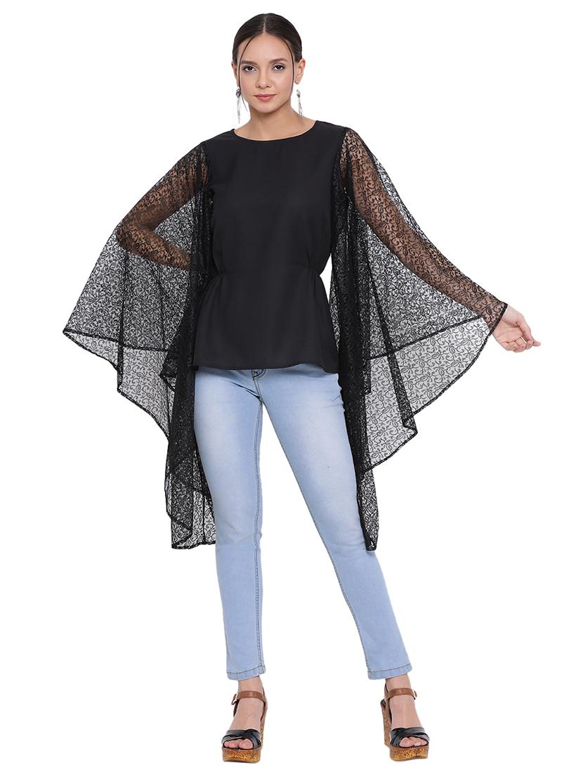 exaggerated sleeved solid top - 17843676 - Zoom Image - 0