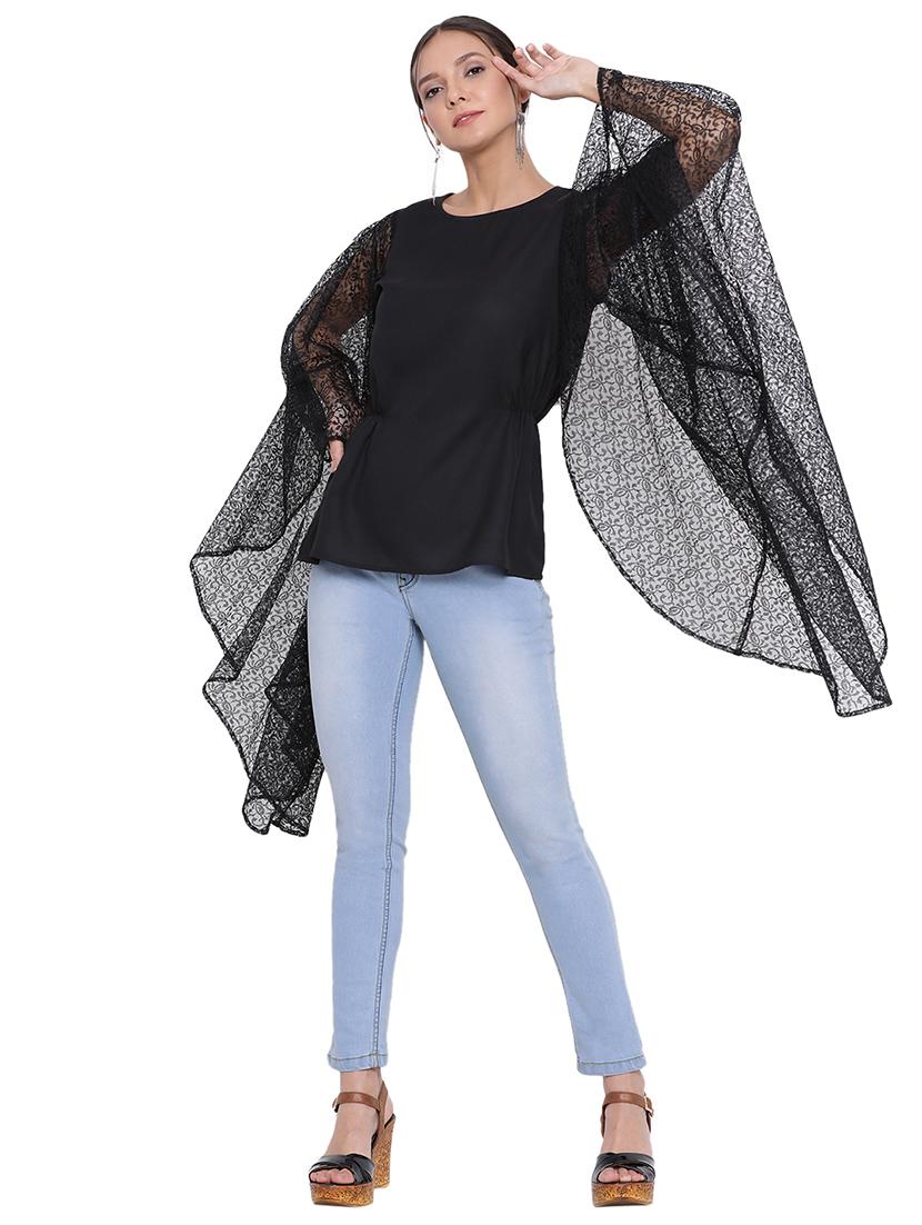 exaggerated sleeved solid top - 17843676 - Standard Image - 3