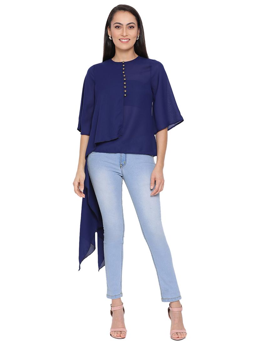embellished hem solid top  - 17843681 -  Zoom Image - 0