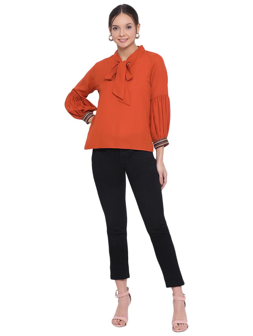 tie up neck bishop sleeved top - 17843684 - Standard Image - 3