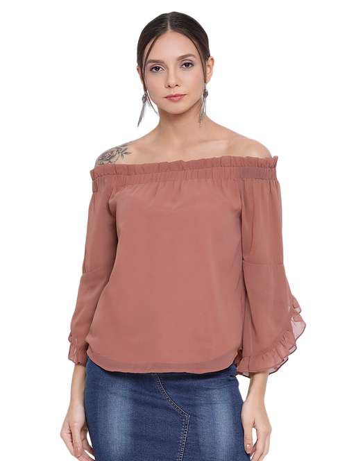 off shoulder solid top - 17843686 - Standard Image - 0