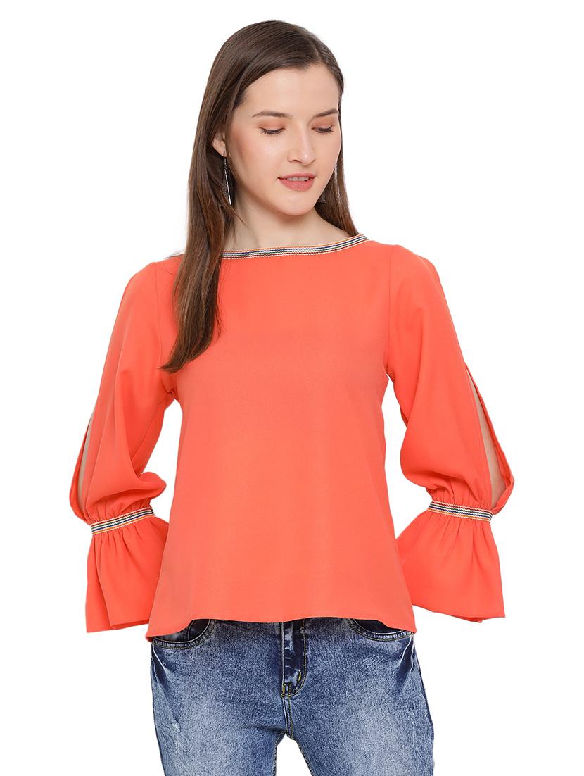 bell sleeved solid top - 17843696 - Zoom Image - 0