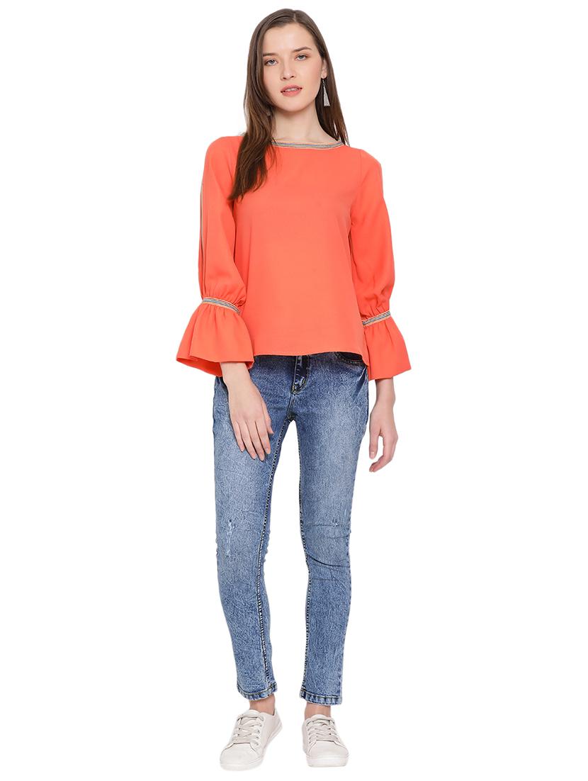bell sleeved solid top - 17843696 - Standard Image - 3